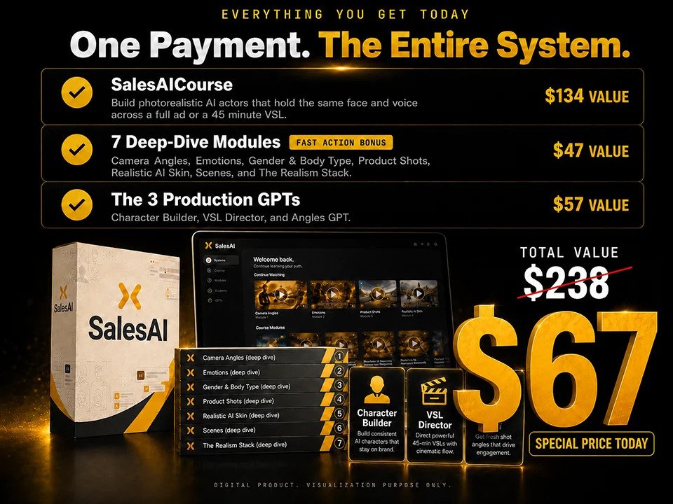 Sales AI Course complete offer stack — all modules and bonuses included